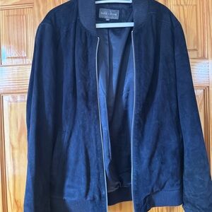 Slate & Stone Men’s Navy Suede Bomber Jacket